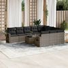 vidaXL Garden Sofa Set Grey PE Rattan Large Adjustable Armrests