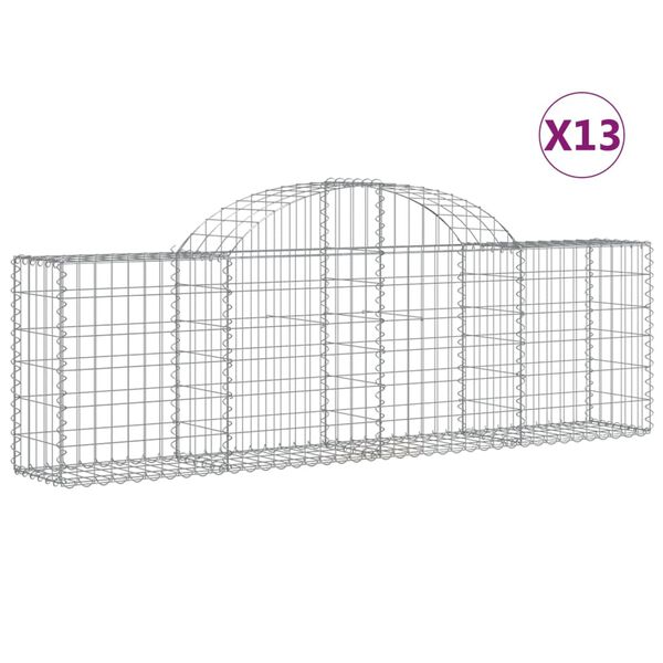 vidaXL Gabion Basket Set of 13 Silver Galvanized Steel