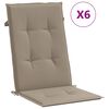 vidaXL Reclining Garden Chair Set of 6 Taupe Teak wood, Foam, Polyester
