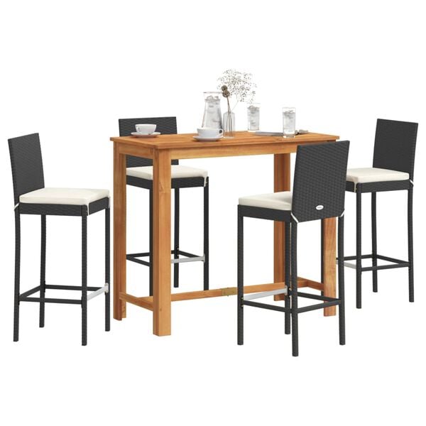 vidaXL Garden Bar Set Black and Cream White