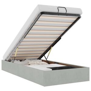 vidaXL Ottoman Bed Frame Light grey Velvet, metal, plywood, engineered wood