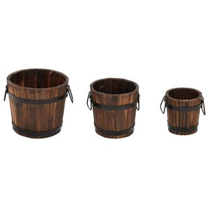 vidaXL Bucket Planter Set Set of 3 Burned Look