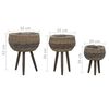 vidaXL Planter Set of 3 Brown Wicker Small, Medium, Large