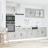 vidaXL Kitchen Cabinet Set Concrete Grey Engineered Wood and Glass Large