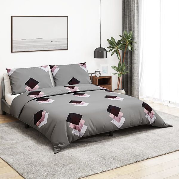 vidaXL Duvet Cover Set Set of 2 Gray 100% Cotton 78.7x86.6 in