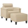 vidaXL Sofa Chair with Footstool Cream 23.6" Microfiber Fabric