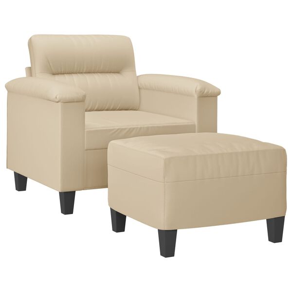 vidaXL Sofa Chair with Footstool Cream 23.6" Microfiber Fabric