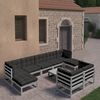 vidaXL Garden Lounge Set Grey, Anthracite Solid pine wood, polyester Large