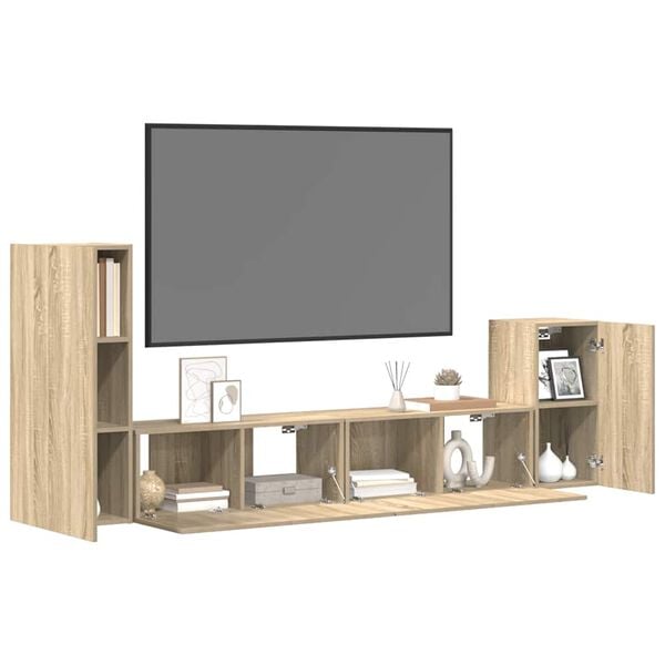 vidaXL TV Cabinet Set Set of 4 Sonoma oak Engineered wood 4 Piece Set