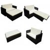vidaXL Garden Sofa Set Black Sofa with Cream Cushions