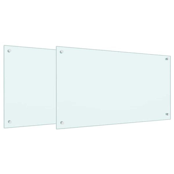 vidaXL Kitchen Backsplash 2 pcs White 35.43 x 19.69 in Tempered Glass