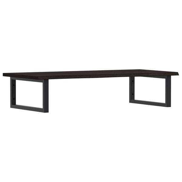 vidaXL Basin Shelf Dark Brown, Black Solid Oak Wood, Steel Medium