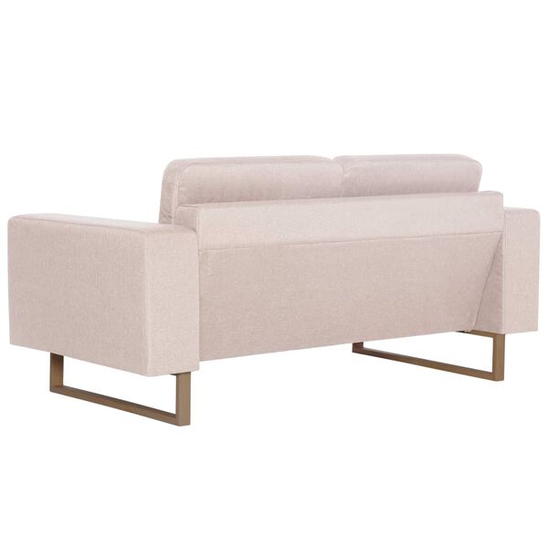 vidaXL Sofa Cream Wood, Iron, Polyester Medium Removable Covers Sofa