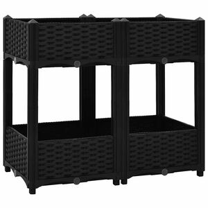 vidaXL Raised Bed Black Polypropylene Medium Raised Bed Rectangular