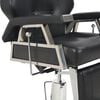 vidaXL Barber Chair Black Faux Leather, Metal Medium
