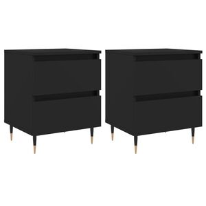vidaXL Nightstand Set of 2 Black Engineered wood, iron Standard