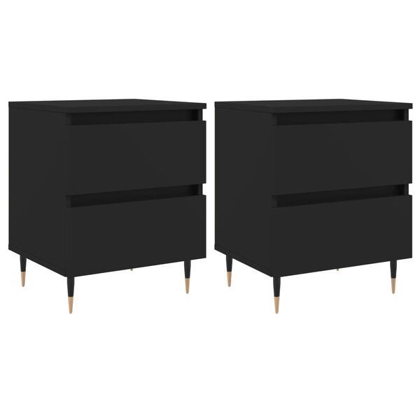 vidaXL Nightstand Set of 2 Black Engineered wood, iron Standard