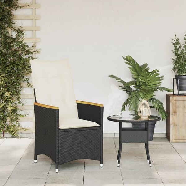 vidaXL Reclining Garden Chair Black and Cream White