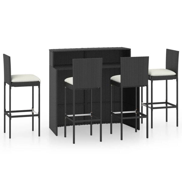 vidaXL Garden Bar Set Black, Cream White