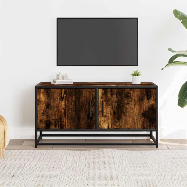 vidaXL TV Cabinet Smoked Oak Engineered wood, Metal Medium TV Cabinet