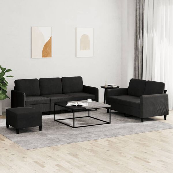 vidaXL Sofa Set Black Velvet Medium Seats Plenty Sofa Set