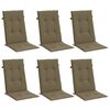 vidaXL Highback Chair Cushion Set of 6 Melange taupe 100% polyester