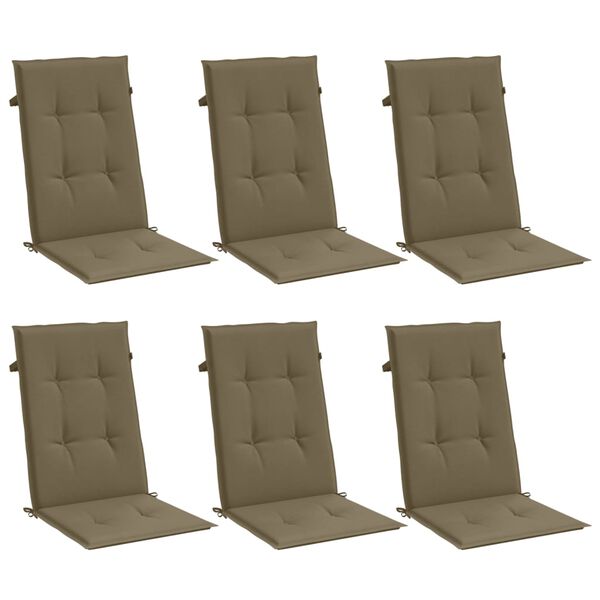 vidaXL Highback Chair Cushion Set of 6 Melange taupe 100% polyester