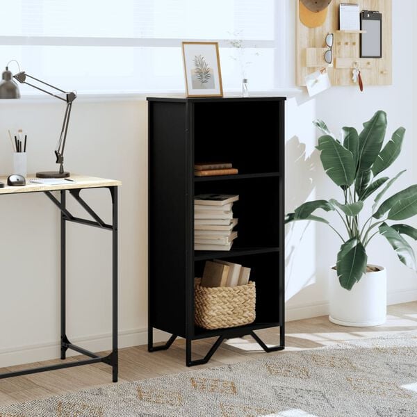 vidaXL Bookcase Black Engineered wood Medium Bookcase Rectangular