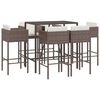 vidaXL Garden Bar Set Brown PE rattan, powder-coated steel, tempered glass