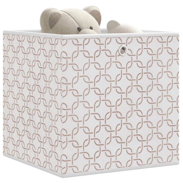 vidaXL Foldable Storage Box Set of 10 Cream with link pattern