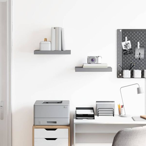 vidaXL Floating Wall Shelves 2 pcs Gray 15.7"x9.1"x1.5" MDF