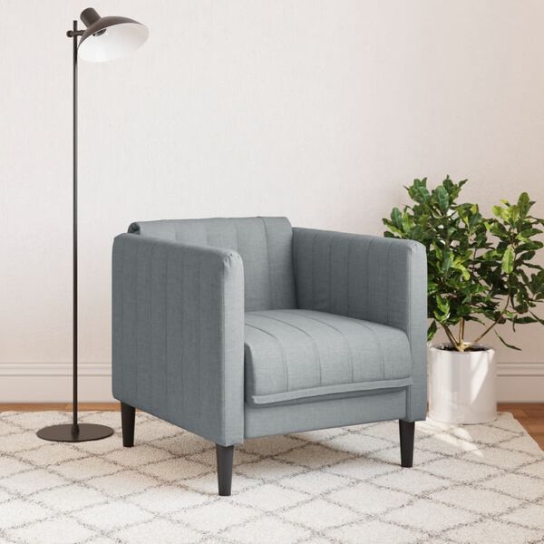 vidaXL Sofa Chair Light Grey Polyester, Plywood, Solid Wood Single