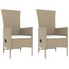 vidaXL Garden Lounge Set Beige PE rattan, steel, tempered glass 3 Piece