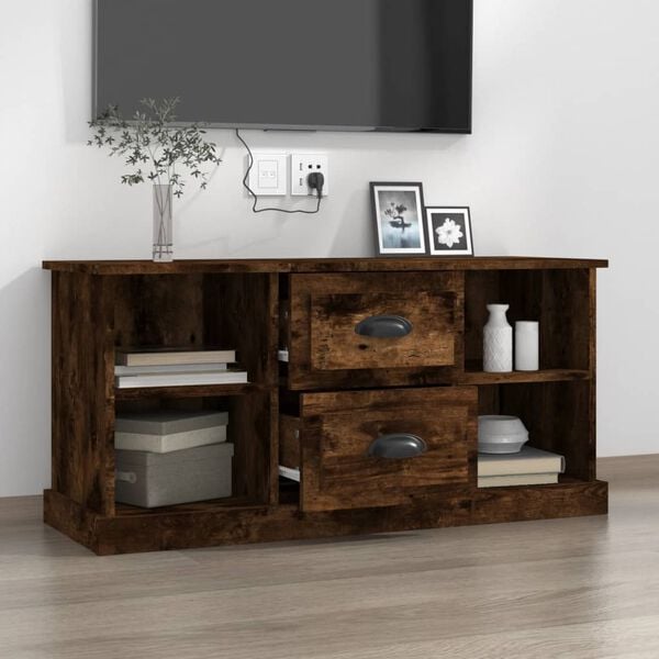 vidaXL TV Cabinet Smoked Oak Engineered Wood Medium TV Cabinet