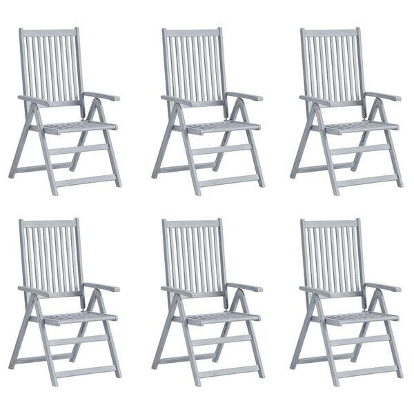 vidaXL Garden Chair Set of 6 Grey, Taupe Solid Acacia wood, 100% Polyester