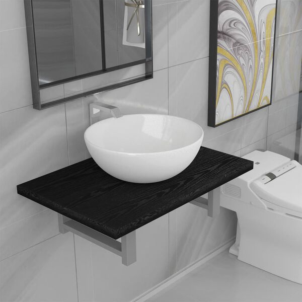 vidaXL Bathroom Furniture Set Black, White