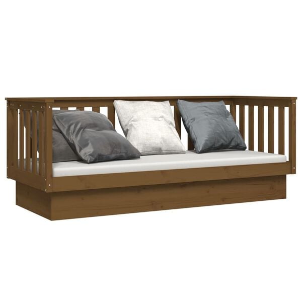 vidaXL Day Bed Honey brown Solid pine wood Small Single