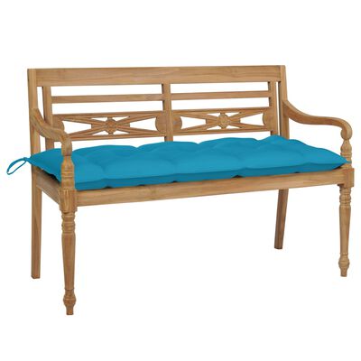 vidaXL Batavia Bench with Light Blue Cushion 47.2" Solid Teak Wood