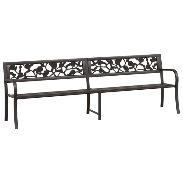 vidaXL Garden Bench Black Powder-coated steel, plastic 97 in wide