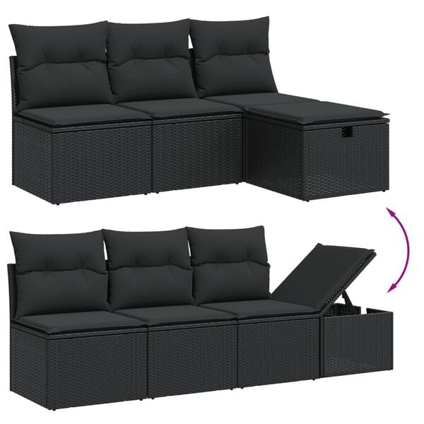 vidaXL Garden Sofa Set Grey Poly rattan, powder-coated steel, polyester