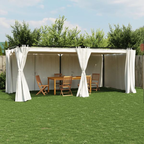vidaXL Gazebo with Curtains Cream 19.7'x9.8' Steel