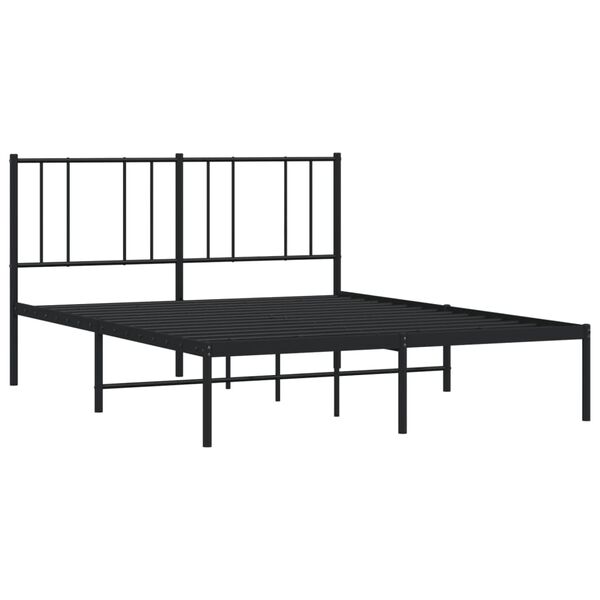 vidaXL Bed Frame Black Steel Double Bed Frame Rectangular