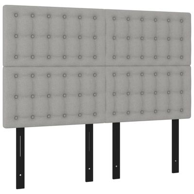 vidaXL LED Headboard Light Gray 56.7"x2"x46.5"/50.4" Fabric