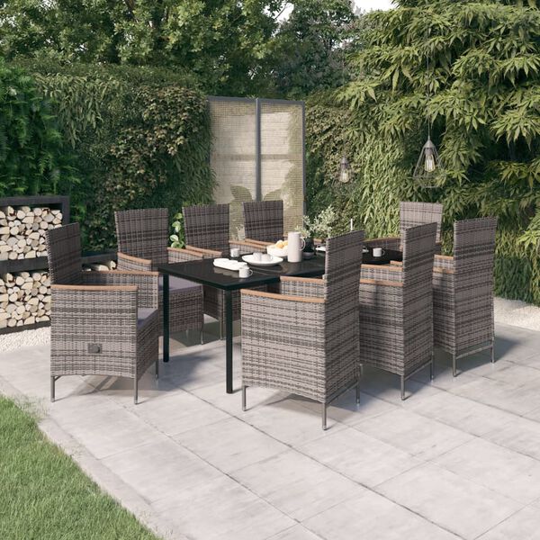 vidaXL Garden Dining Set Grey and black
