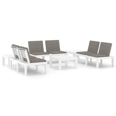 vidaXL 6 Piece Patio Lounge Set with Cushions Plastic White
