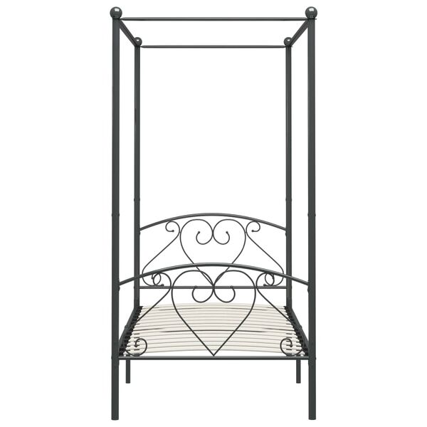 vidaXL Bed Frame Gray Metal Single Durable Bed Frame Rectangular