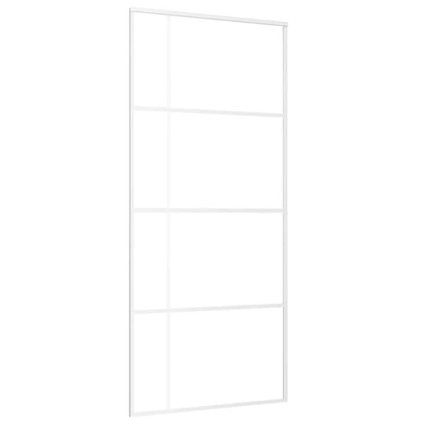 vidaXL Sliding Door Frosted ESG Glass and Aluminum 35.4"x80.7" White