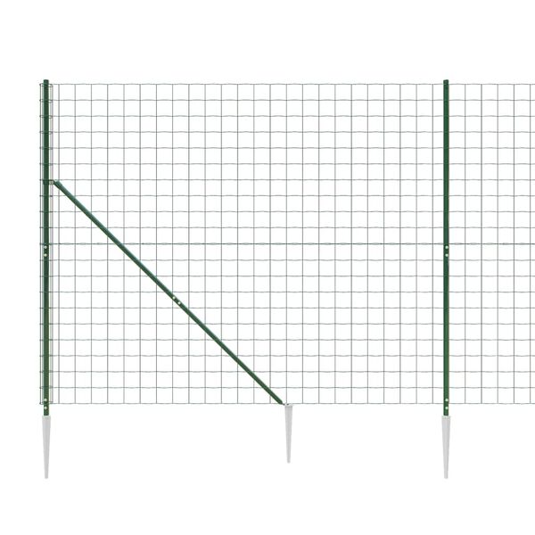 vidaXL Wire Mesh Fence with Spike Anchors Green 5.9x82.0'