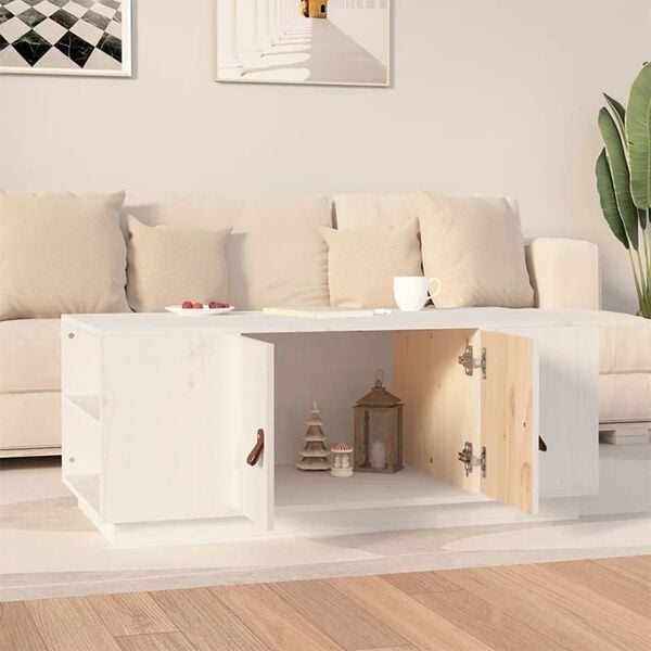 vidaXL Coffee Table White Solid pine wood 39.4 x 19.7 x 16.1 in