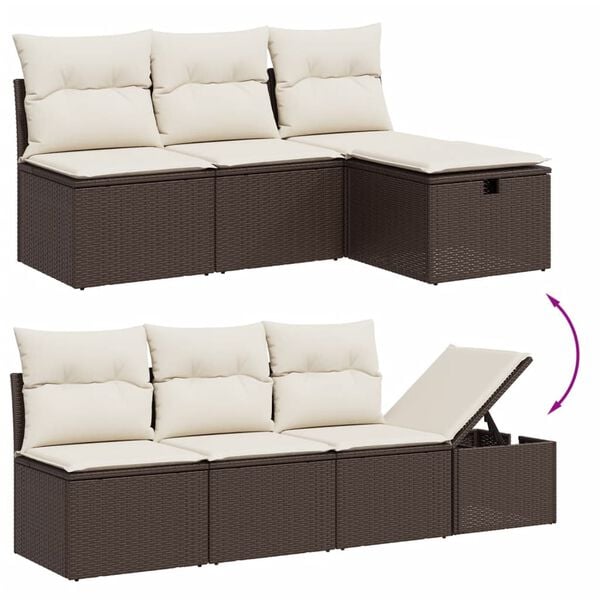 vidaXL Garden Sofa Set Brown Poly Rattan Large Modular Garden Sofa Set